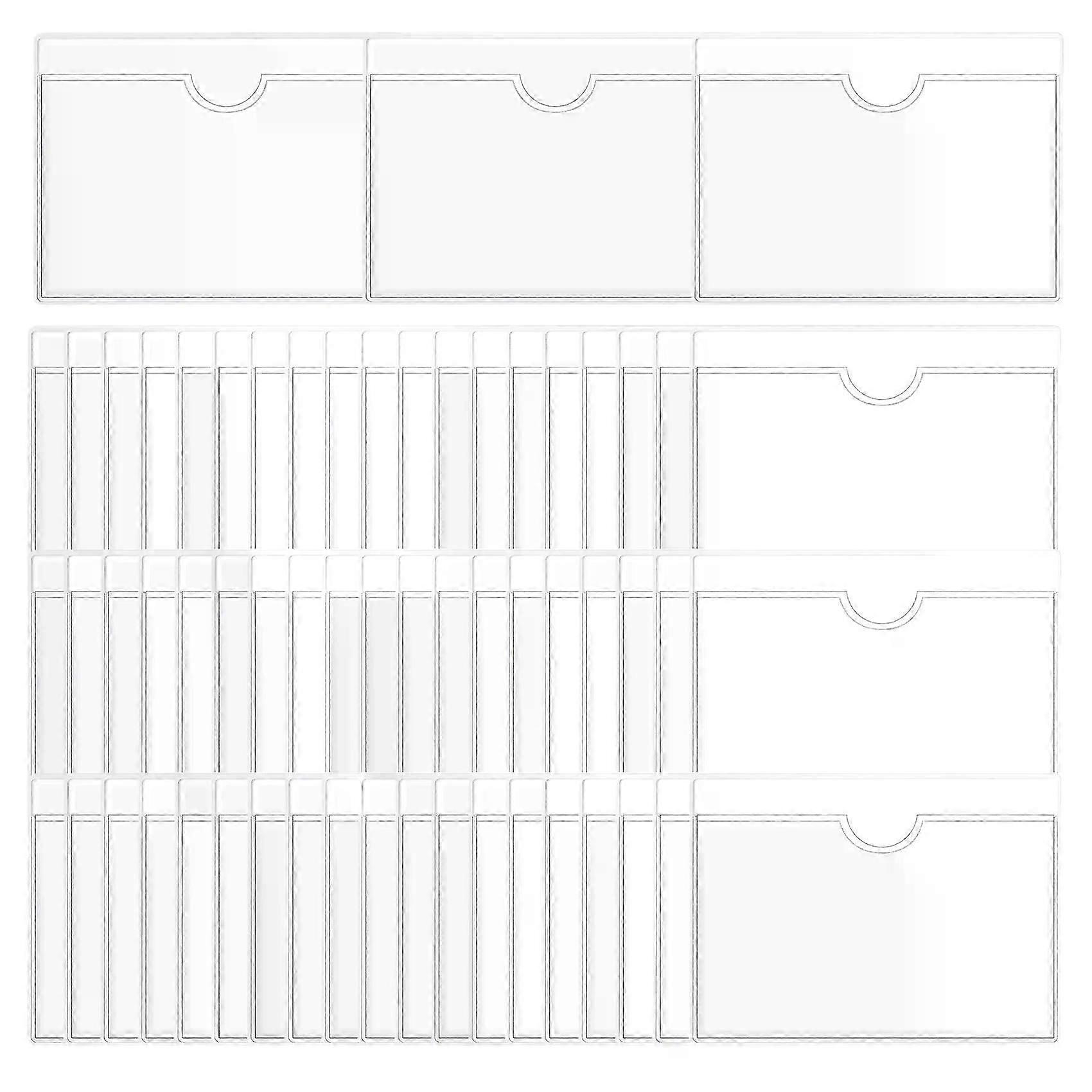 60Pcs Self-Adhesive Label Holder Card Pockets Label Holder Clear Library Card Holders with Top Open for Index Cards