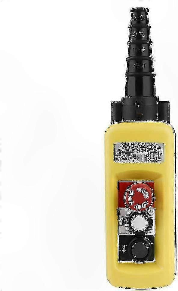 Hoisting Control Switch with Emergency Stop, 2-Button Crane Push Button Controller for Suspension and Chain Operations