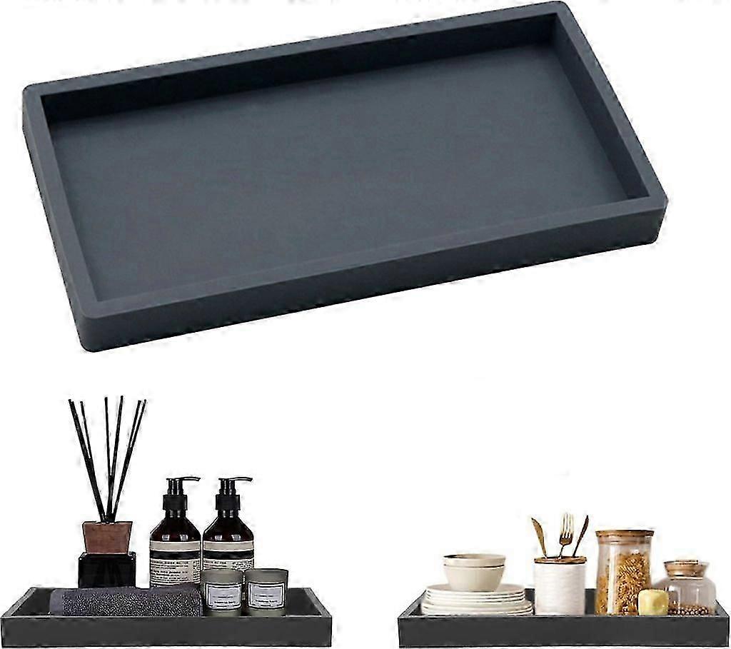 Gray Silicone Bathroom Tray, Decorative for Sink, Bathtub & Kitchen