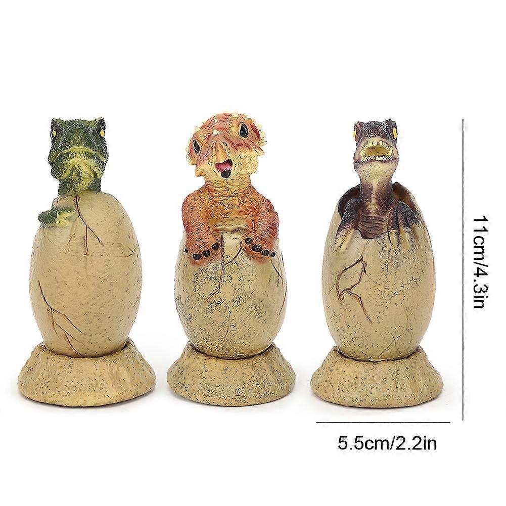 3PCS Dinosaur Eggs Model with Base 5.5x11cm Educational Toy Set
