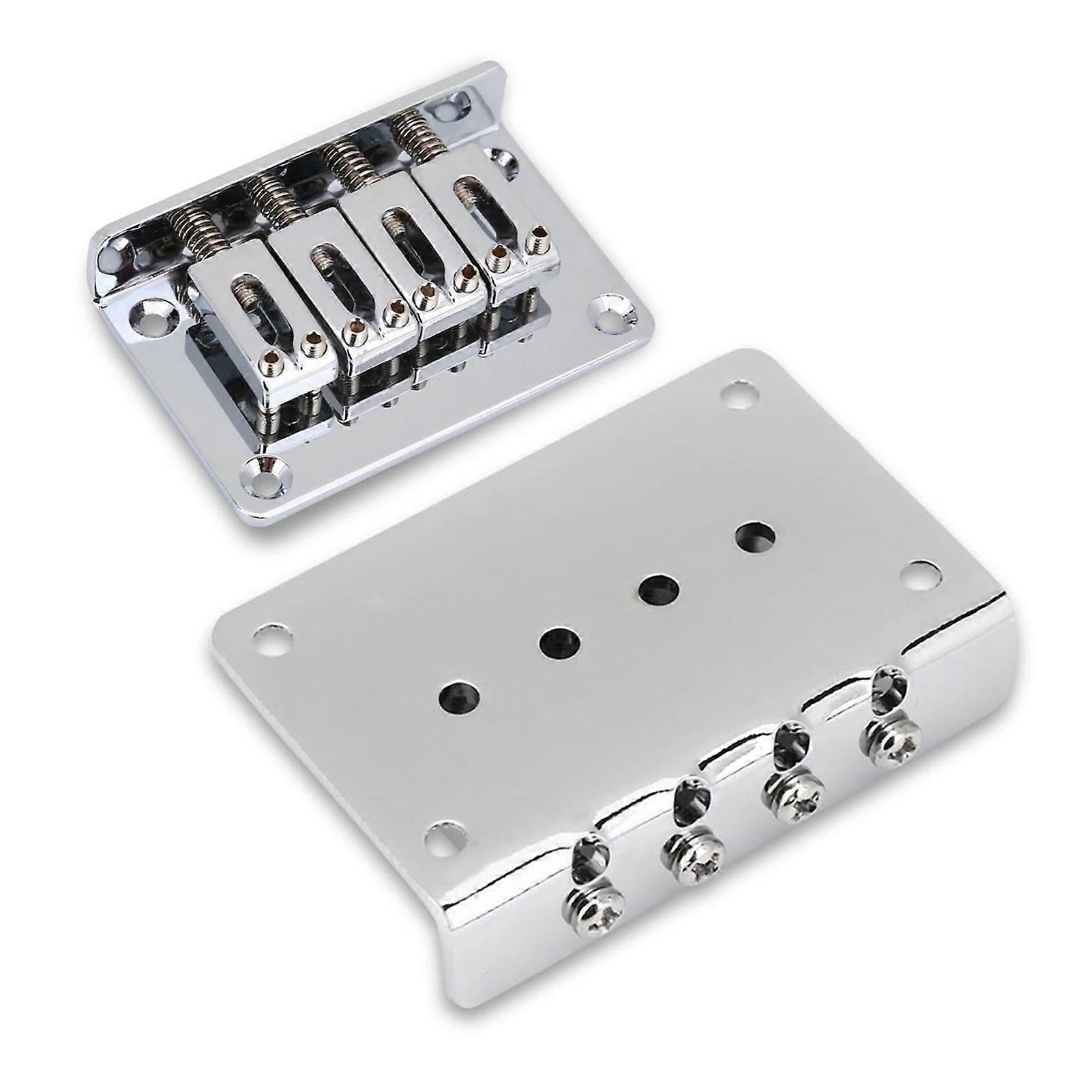4-String Fixed Bridge for Cigarbox Guitar Bass Ukulele, Silver