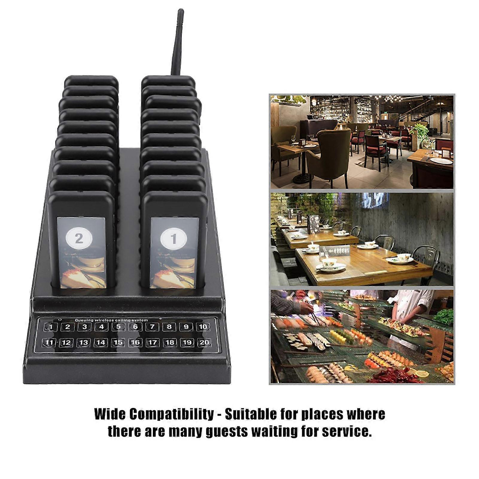 20 Channels Wireless Restaurant Pager System with 20 Receivers, 1km Range