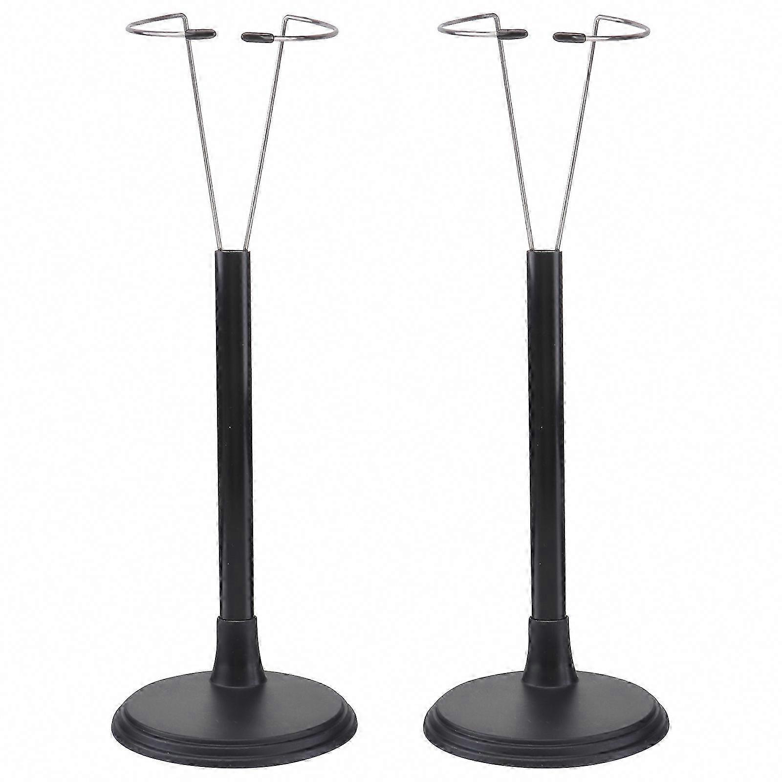 2Pcs Creative Doll Bracket Support Portable Toy Stand Fashion Doll Storage Rack Display Rack for Home Store (Black Rack for 35cm Doll)