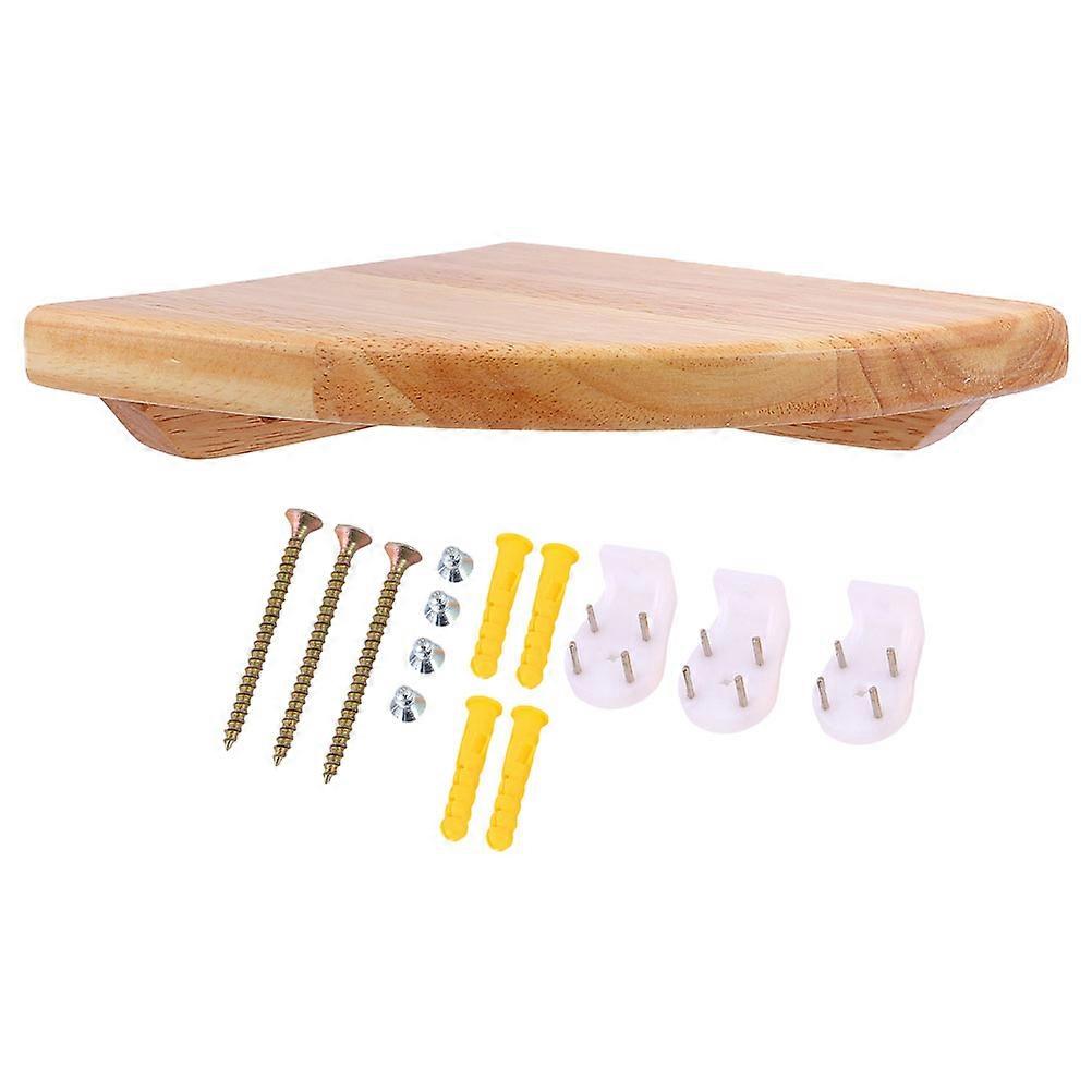 Wood Corner Shelf for Storage with 2Sets Wall Mounted Shower Rack