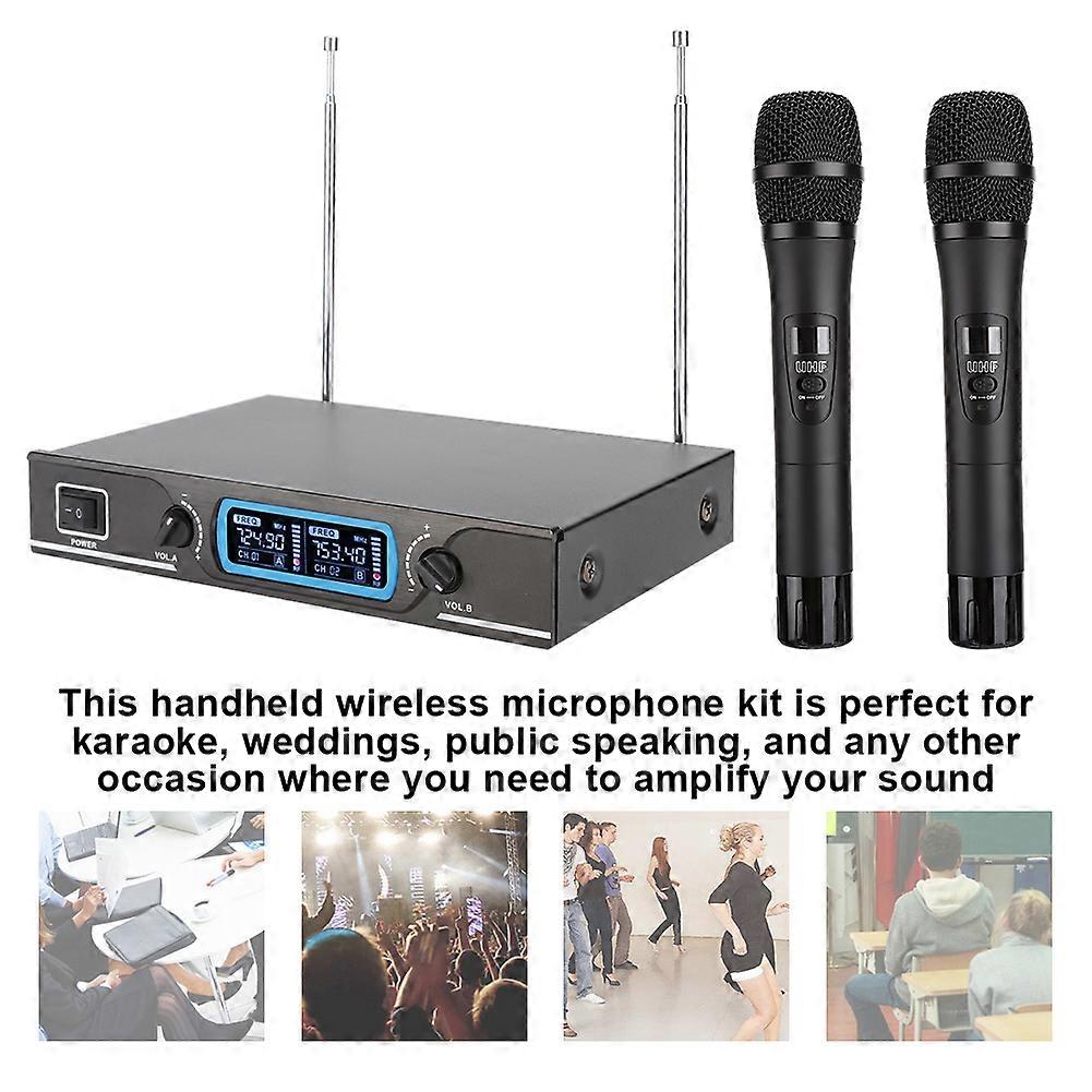 UHF Portable Wireless Dual Handheld Microphone Set with Receiver