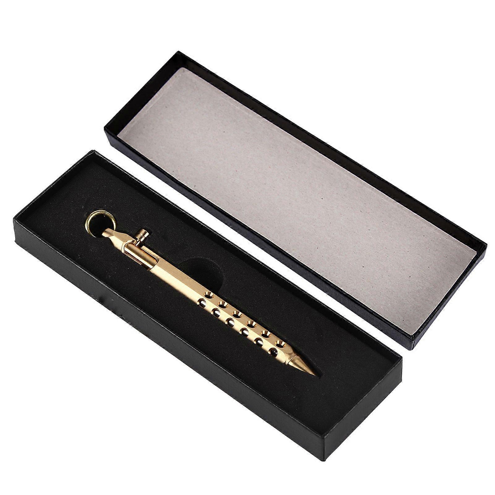Retro style 13cm Hexagonal Brass Signature Pen Outdoor Selfdefensive Tool