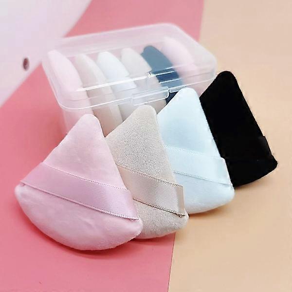 6 triangular makeup puffs with dry powder to set the makeup