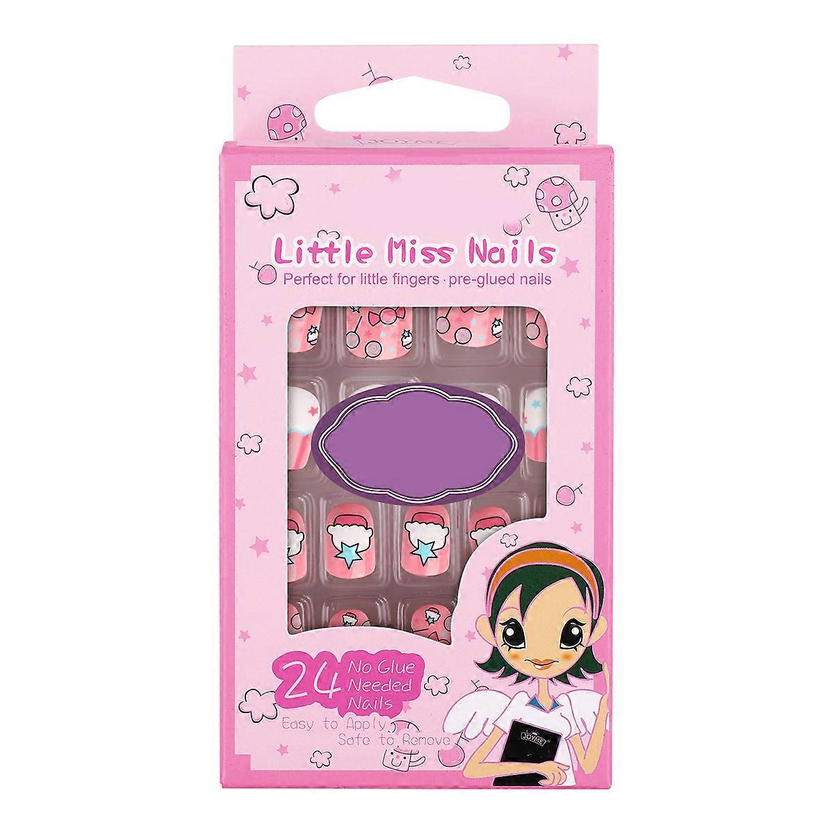 False Nail Tips Minkissy for Nail Decoration 24Pcs Assorted Color Cartoon Design