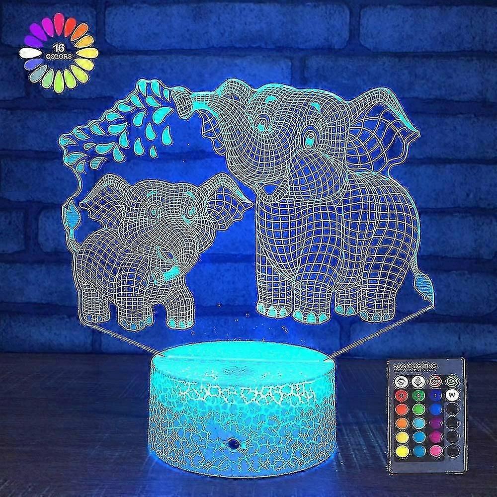 Ελέφαντας 3d παιδιά νύχτα φως 3d φως λωρίδα 16 χρώμα αλλαγή τηλεχειρισμό ελέφαντα παιχνίδια 4-10 ετών κορίτσι κορίτσι μωρό αγόρι δώρο