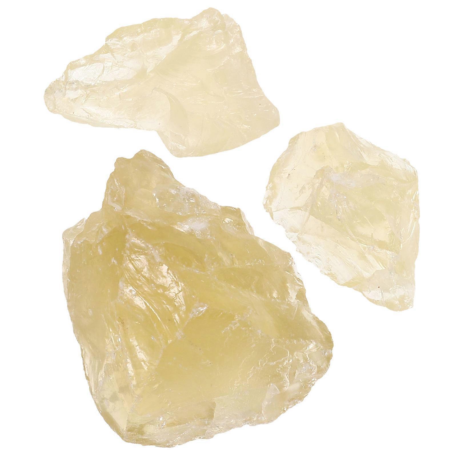 Yellow Crystal Stone Collection for Decorating Desktop Ornament 3Pcs 1 Bag