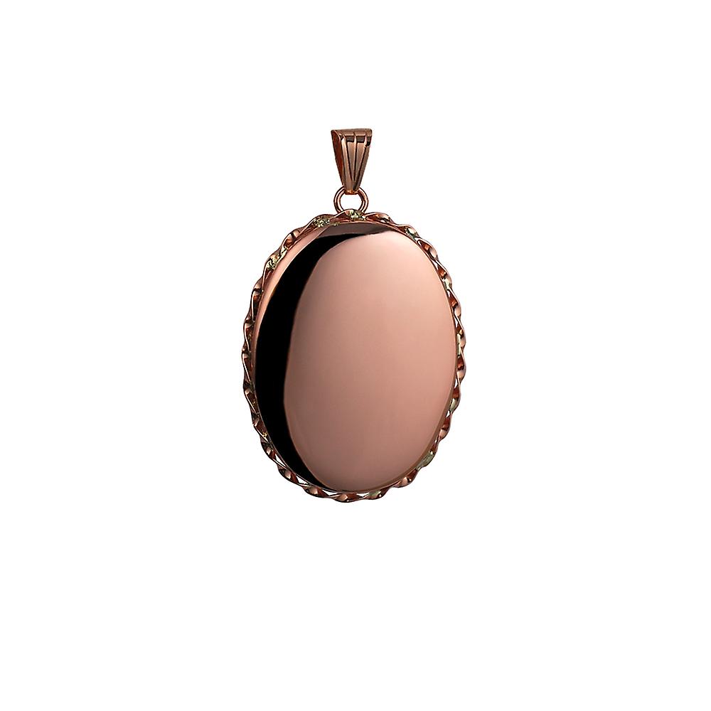 9ct Rose Gold 37x28mm oval plain twisted wire edge Locket