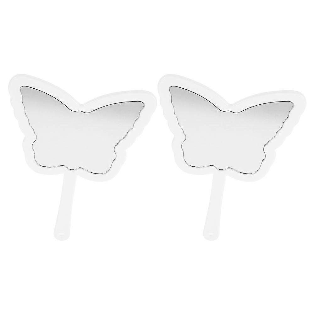 Cute Compact Cosmetic Mirror For Women With Handle Ideal For Home Office Travel 2Pcs Butterfly Shaped Space-saving Design