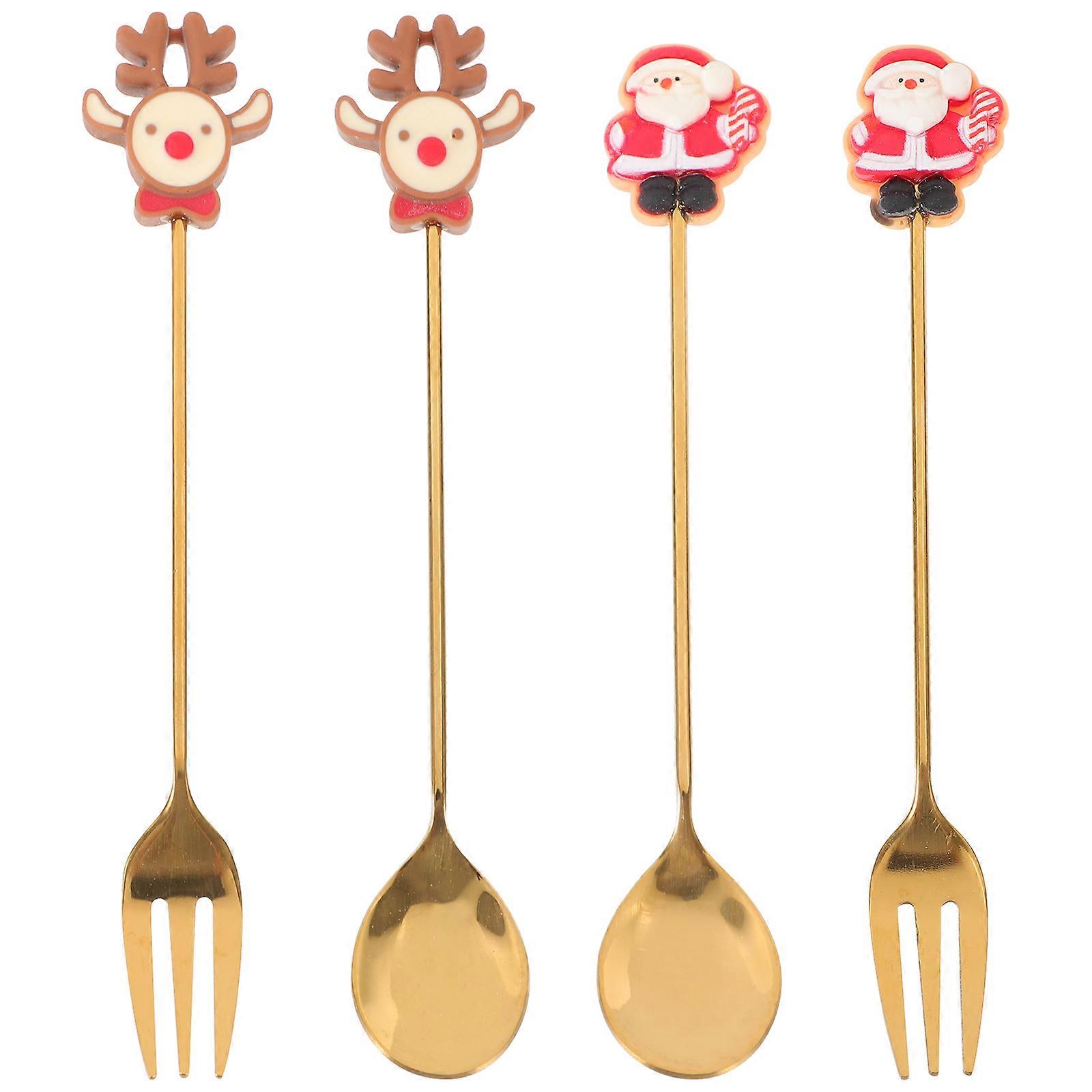 Christmas 2 Sets Party Tableware Kit Ideal for Dining With Comfort Enhancing Ergonomic Handle