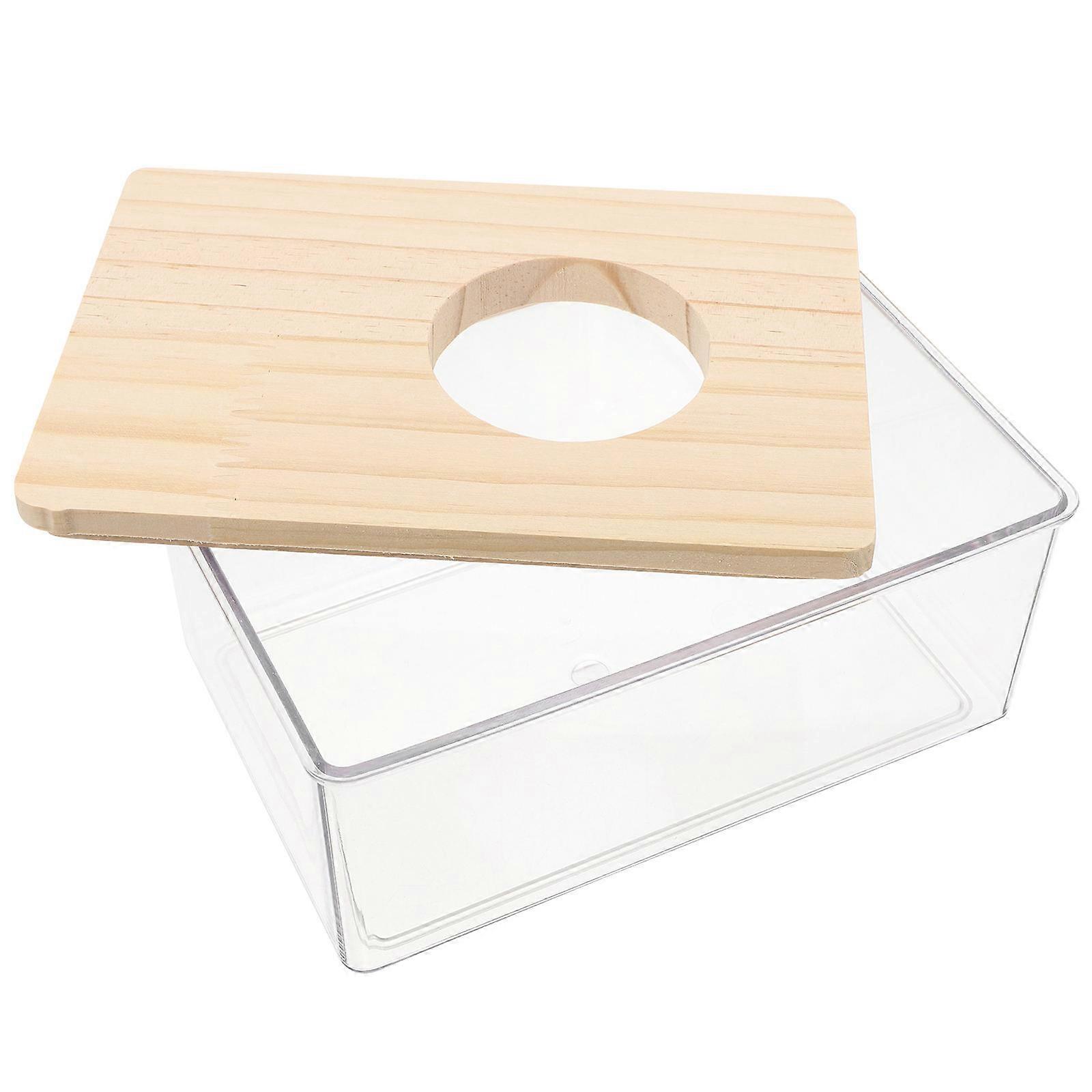 Chinchilla Bath House Transparent Hamster Sand Bath Container For Small Animals Grooming Square Shape 1Pcs