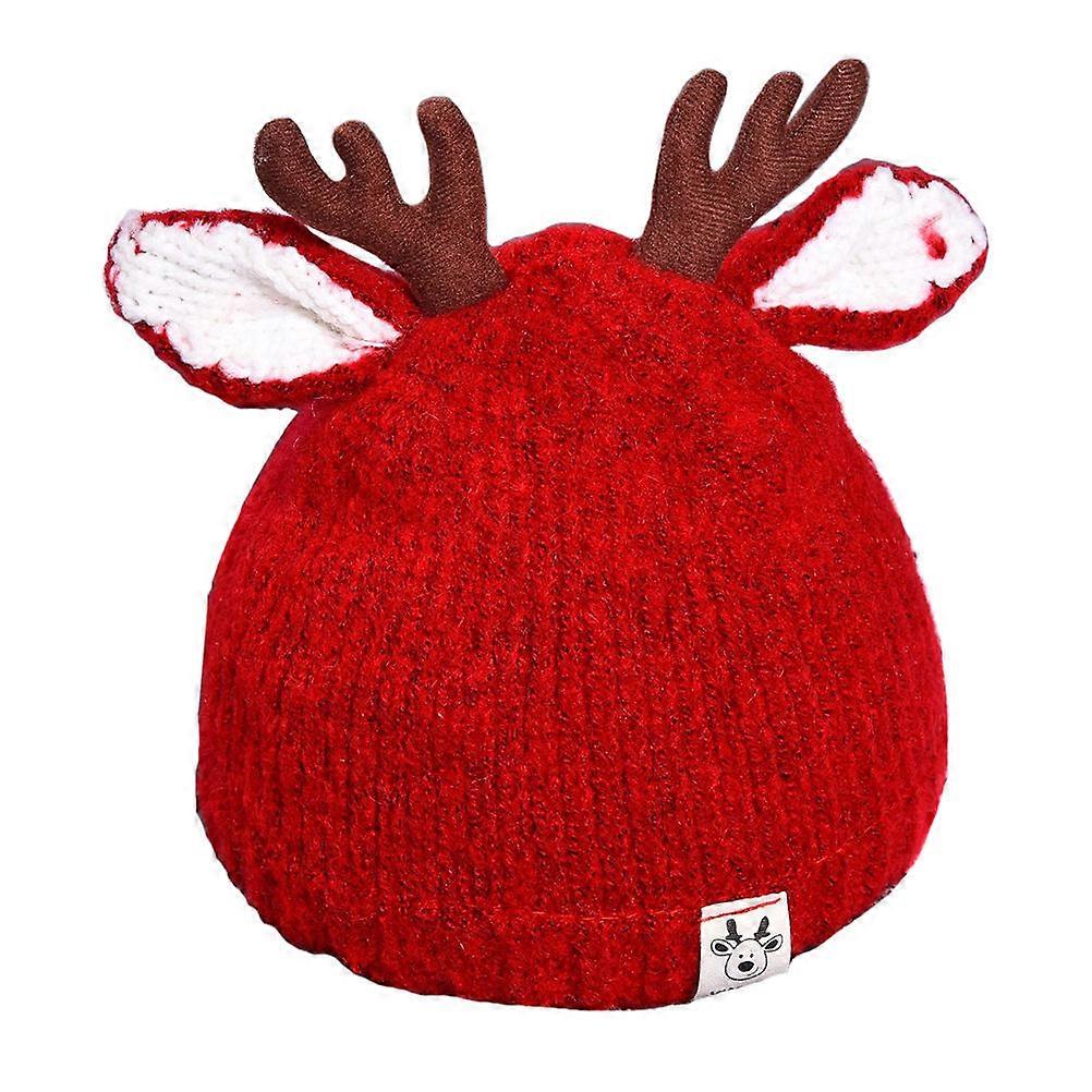 Hat for Kids Knitted Wool Cap for Warmth 3Pcs Autumn Winter Red