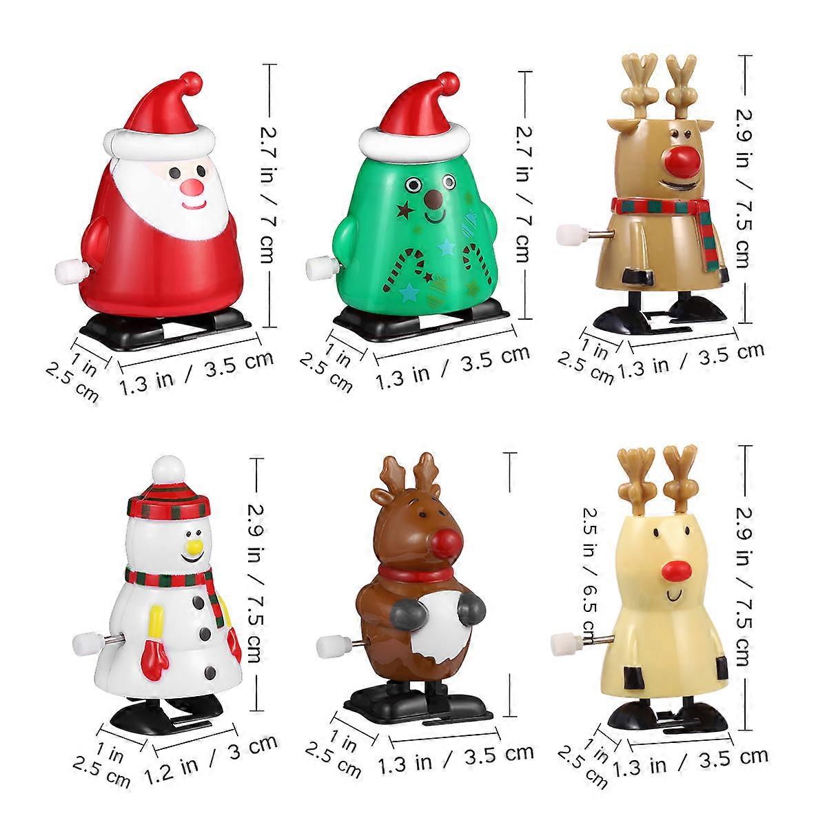 3Pcs Assorted Color Christmas Clockwork Toys Cartoon Design Perfect For Christmas Celebrations Educational Toy Promotes Tactile Skills