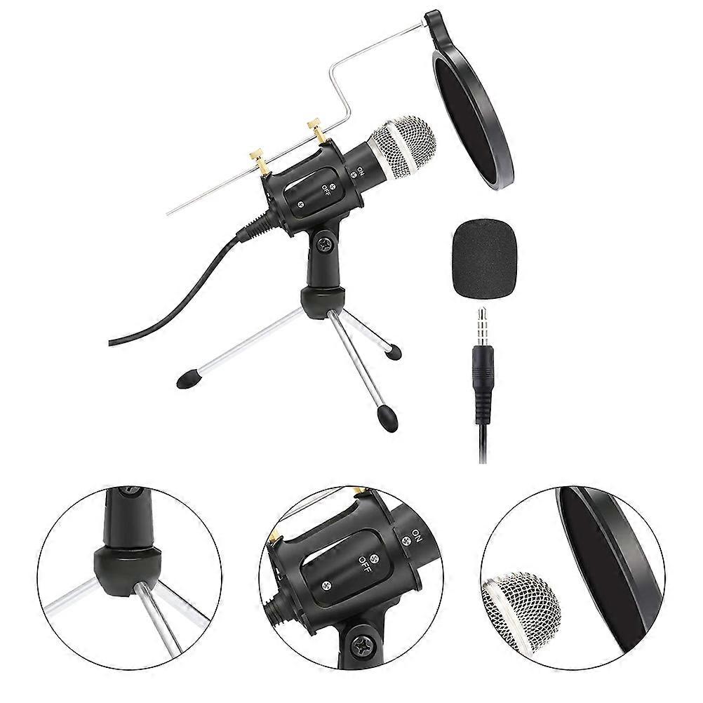 Live Broadcasting Microphone Kit Ideal For Home Recording And Karaoke Use Featuring Heart-Shaped Directivity In Black 2 Sets
