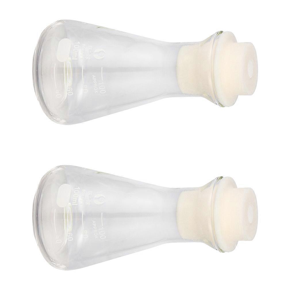Glass Flask Conical Flask for Storage Use 2Pcs Student Laboratory Supplies