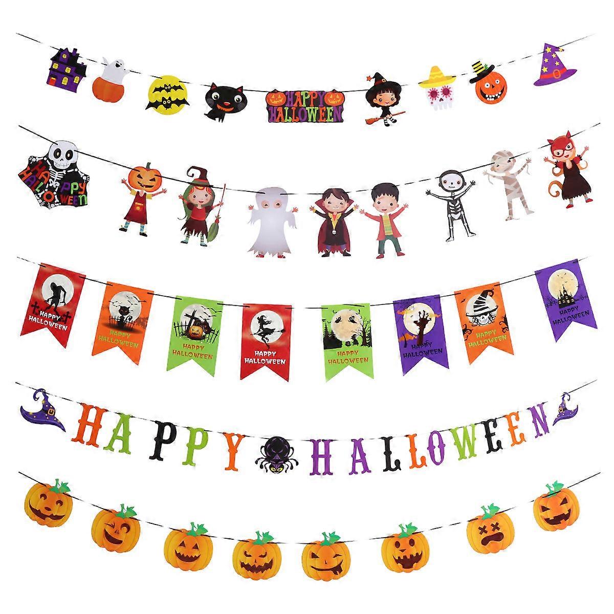 Halloween Banner Paper Decorations with 15Pcs for Masquerade Party