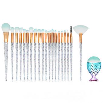 Veeki Mermaid Makeup Brushes, 21PCs Professional Makeup Brush Set Foundation Face Powder Eyeshadow Blending Blush Brush Color Cosmetic tool (style 5)