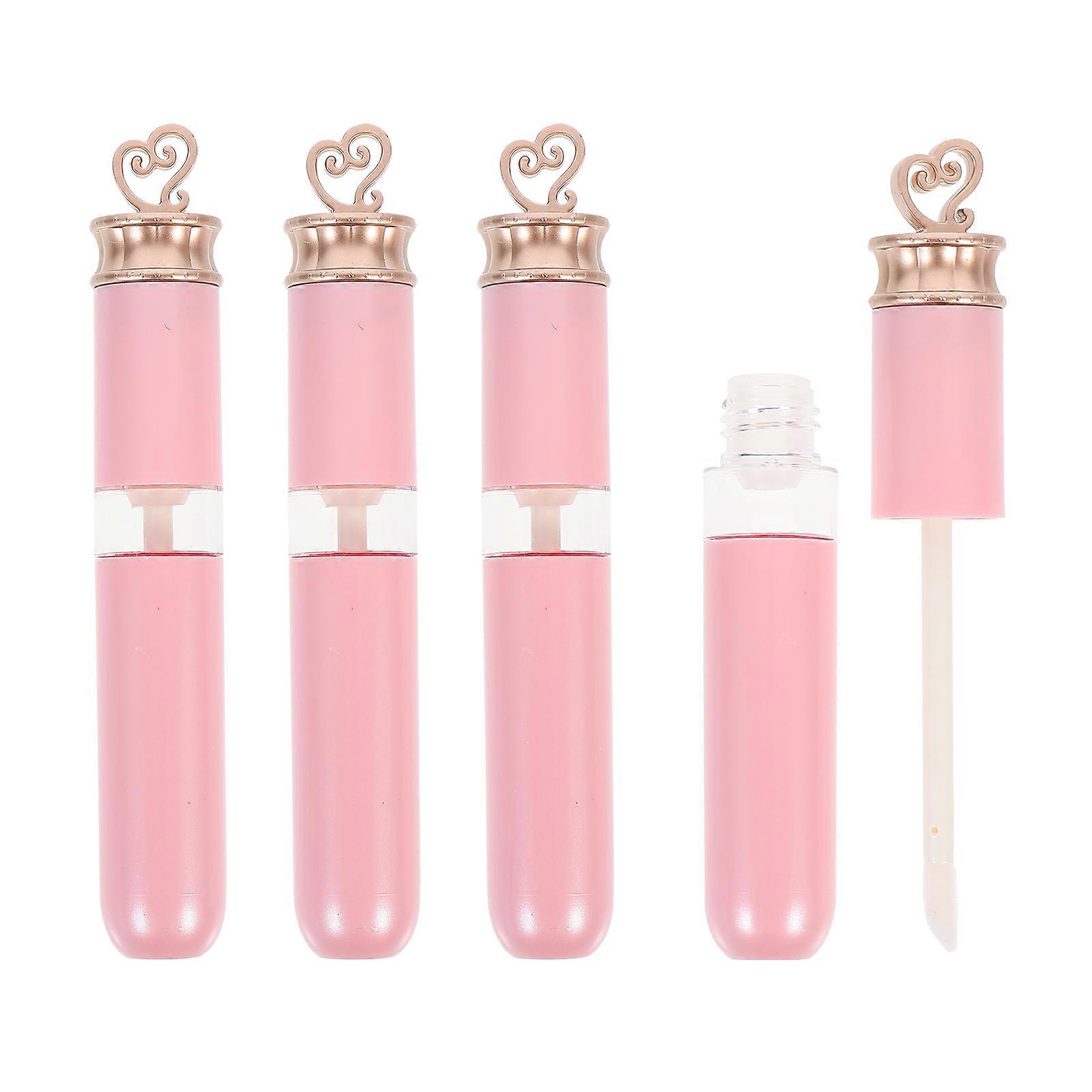 Lip Gloss Bottles Pink ABS Material for Lipstick DIY Tube 4Pcs Set