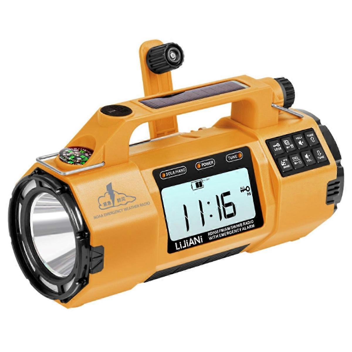 Multi-Function Emergency Radio with AM/FM/SW/ Bands, Large Flashlight, Large Speaker, Hand-Crank Gen