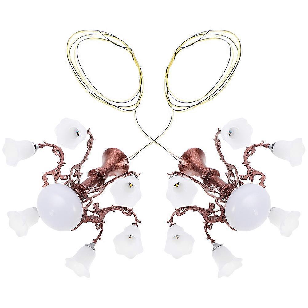 Miniature Chandelier Model for Decoration 2Pcs Miniature Model Chandelier Ceiling Lamp