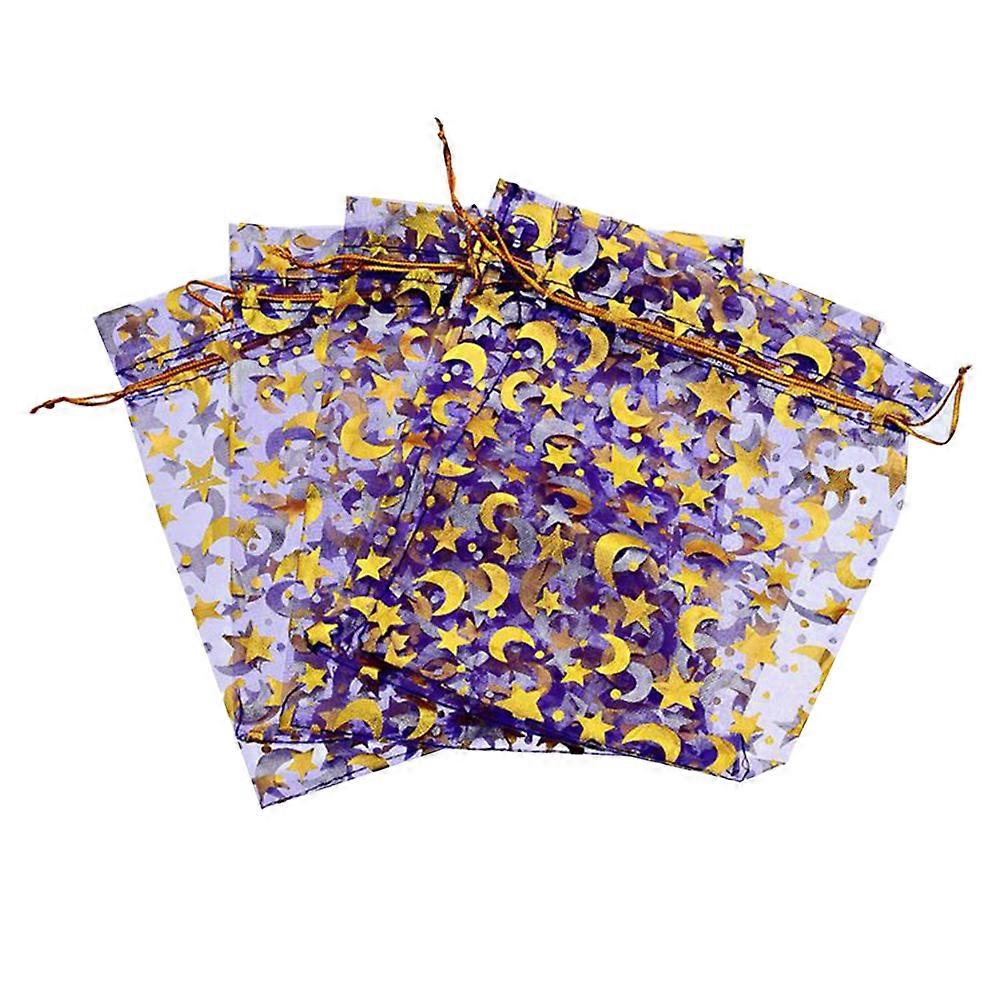 Candy Drawstring Bags Star Moon Pattern Organza for 75Pcs Storage Use
