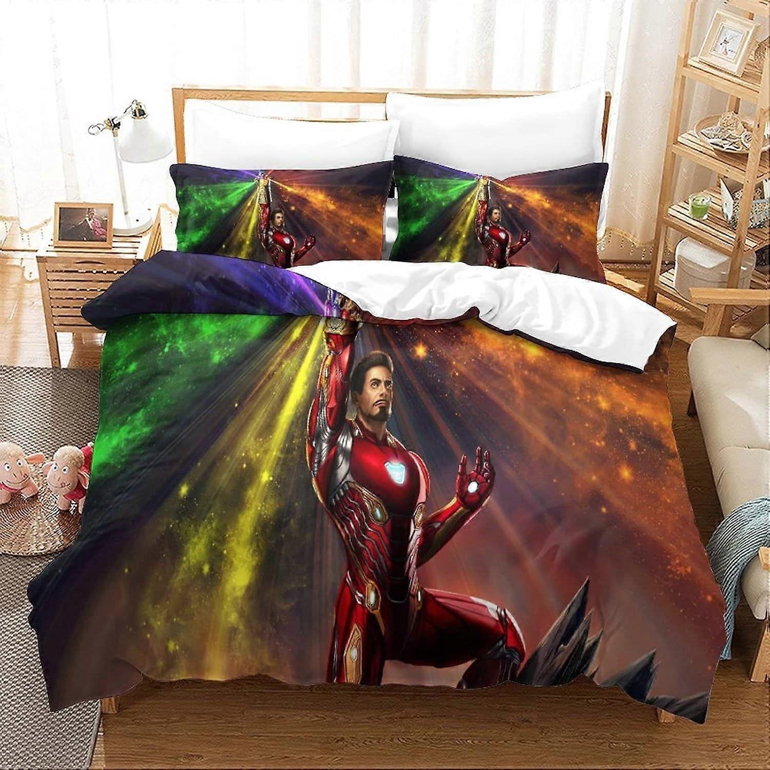 xzz593 Iron Man Duvet Cover Set Bedding Set Duvet Cover Movie Poster King 140X200CM