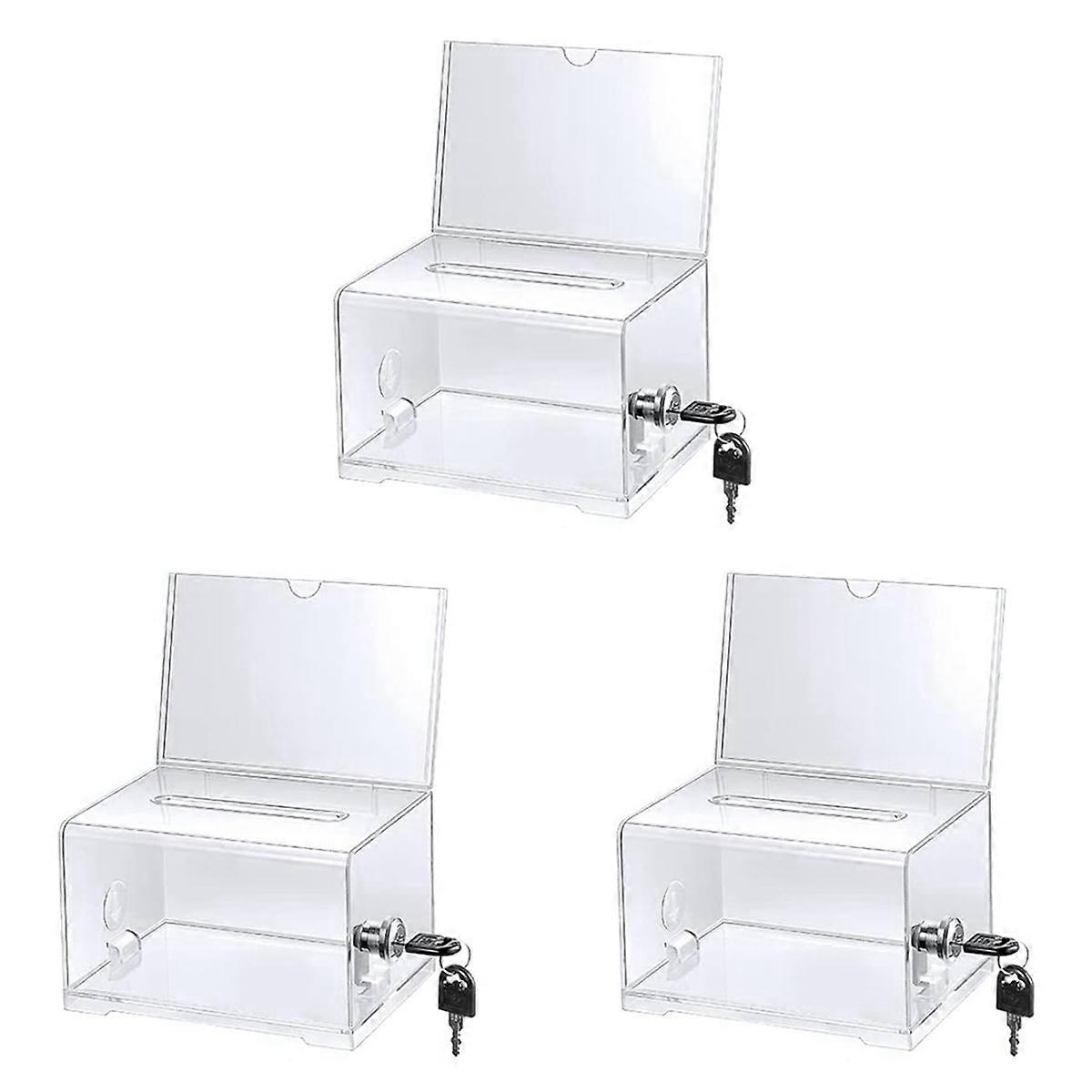 1 Pack Acrylic Donation Box with Lock, Clear Ballot Box