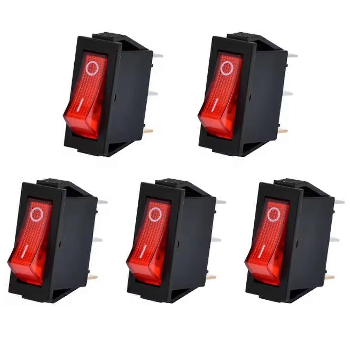 5Pcs Lighted Rocker Switch Red