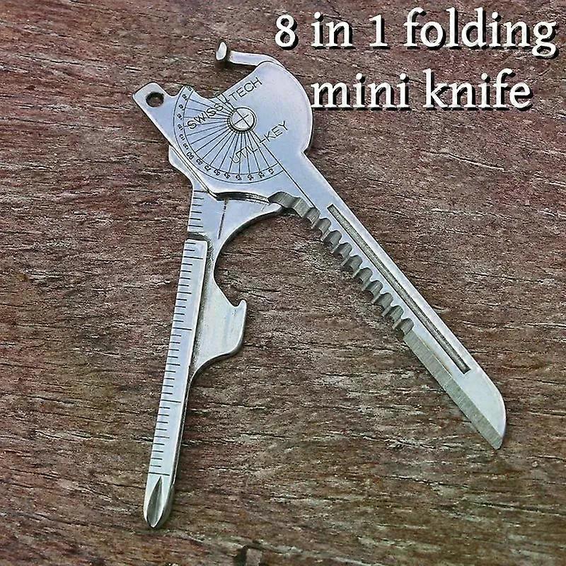 Survival Folding Tool Kit - 8-in-1 Camping Multi-Function Keychain Plier Set with Screwdriver Can Opener & Carabiner Clip