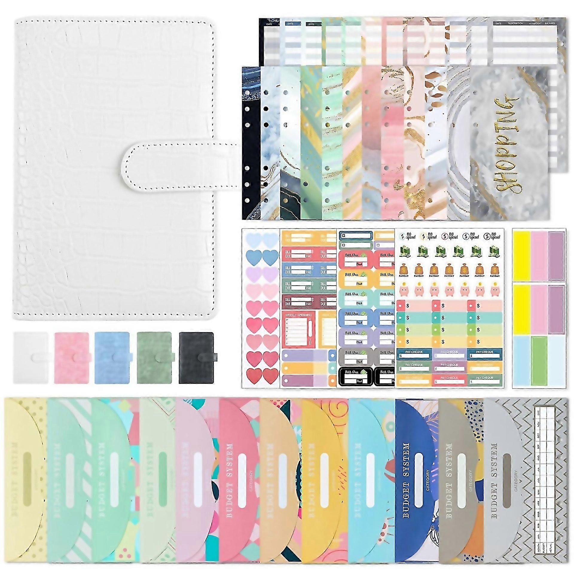 For A6 Crocodile Pattern Pu Leather Looseleaf Binder Budget Notebook Cash Envelope Organizer