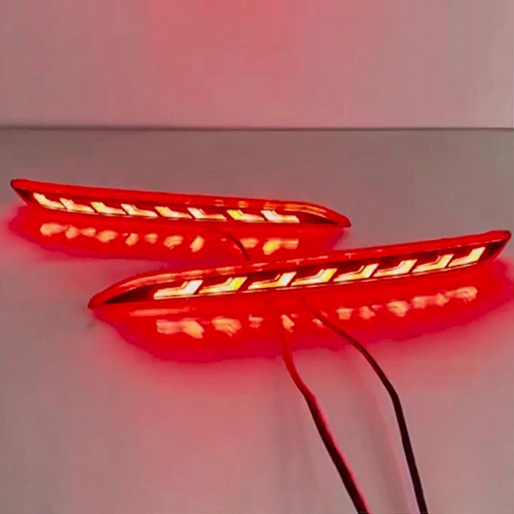 6x Car Rear Bumper Light LED Dynamic Turn Signal Lights Rear Warning Lamp Reflector for Hyundai Sonata 2015-2017