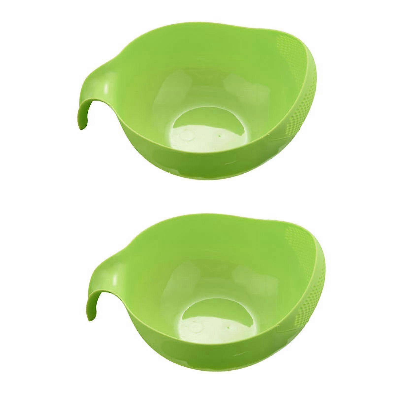 2X Rice Washing Filter Strainer Kitchen Tool Beans Peas Sieve Basket Colanders Cleaning Gadget Filtering Green