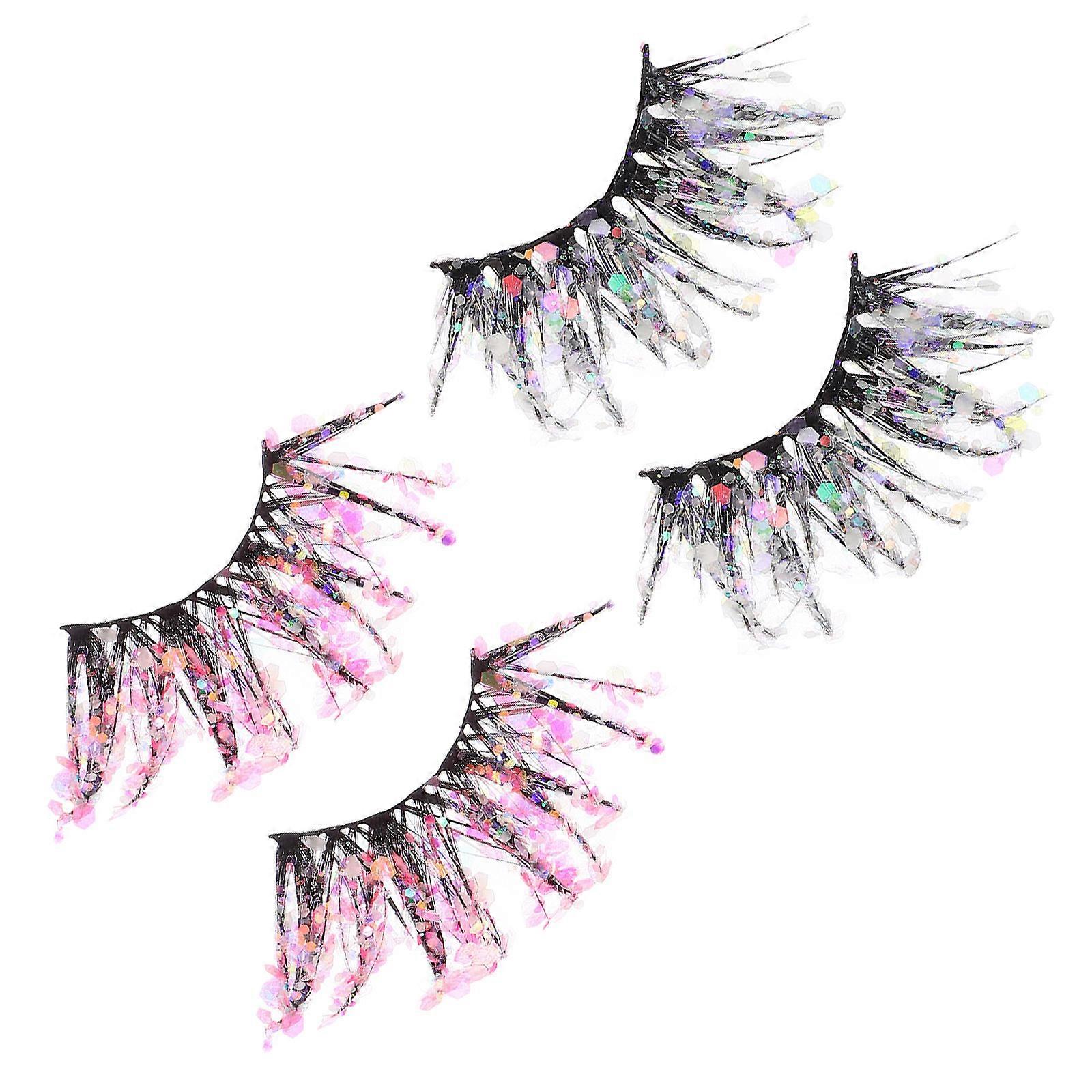 Glitter Fake Eyelashes Luminous Eyelash Extensions for Makeup 2Pairs