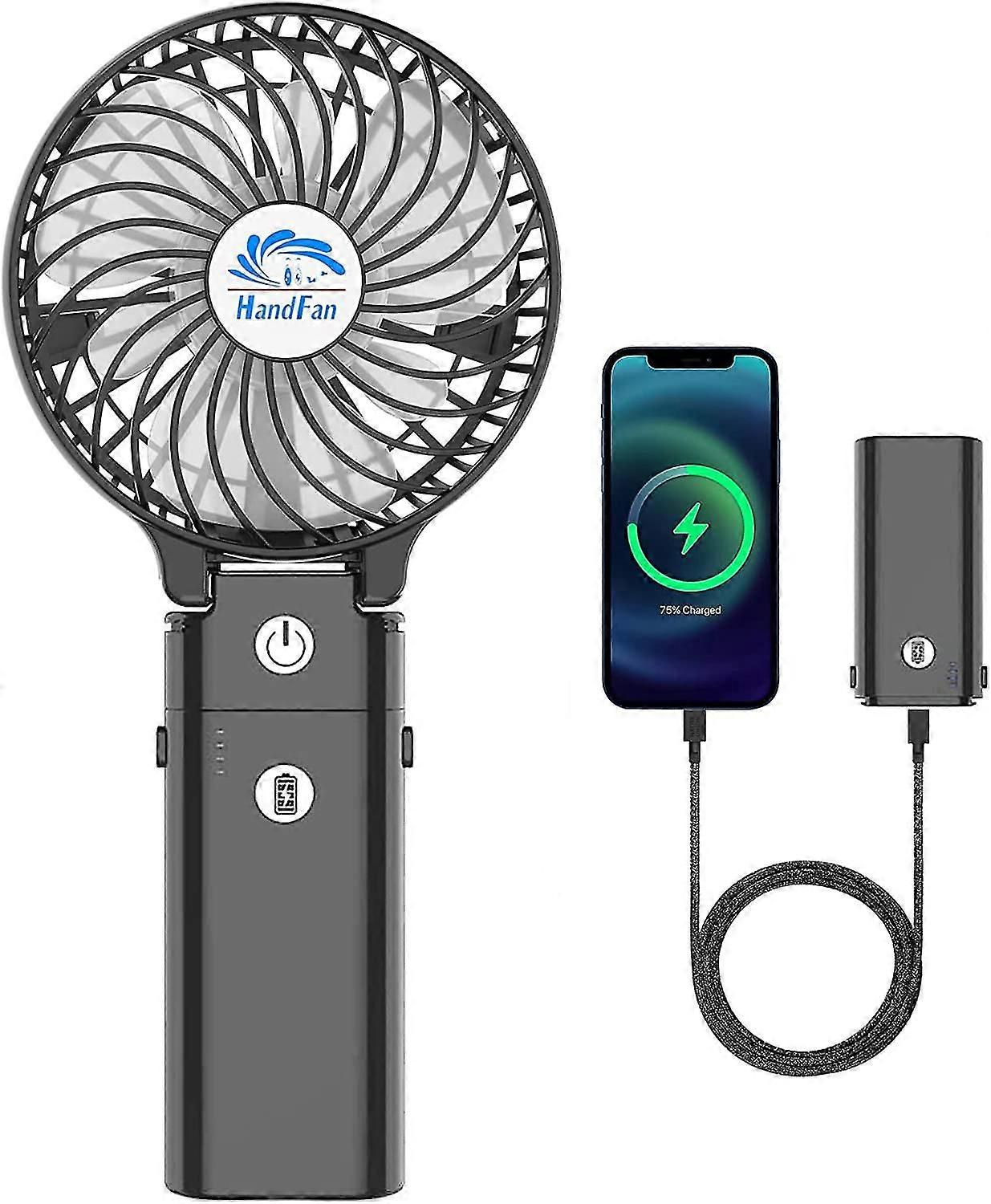 5200mah Portable Mini Fan Hand Fan Usb Rechargeable Battery 3 Speed 180 Foldable Small Desktop Fan Power