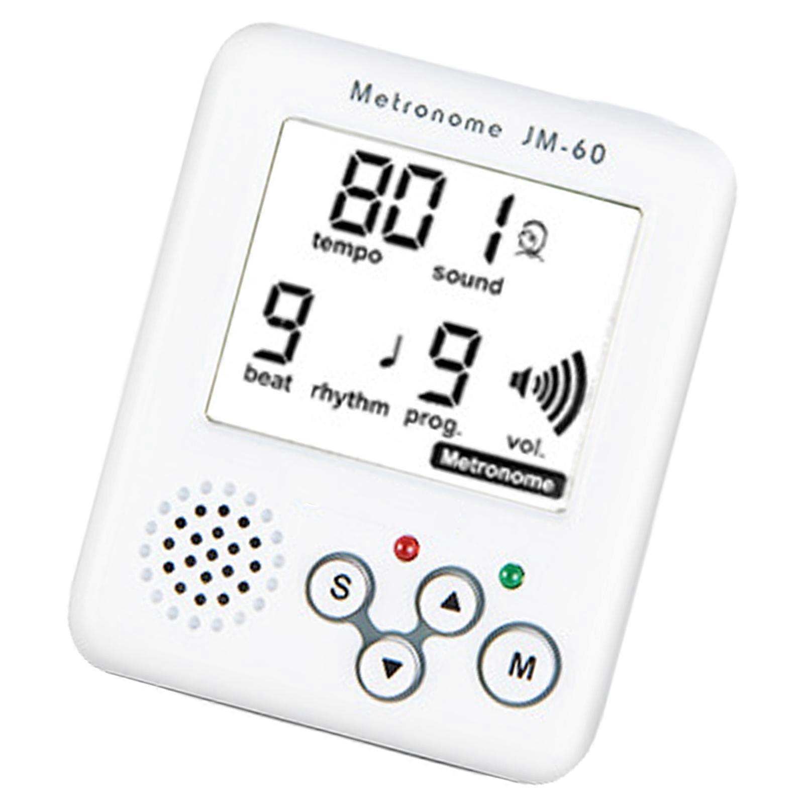 Portable Small Sports Running Metronome LCD Digital Rhythm Metronome Professional Clip on LCD Digital Metronome  White