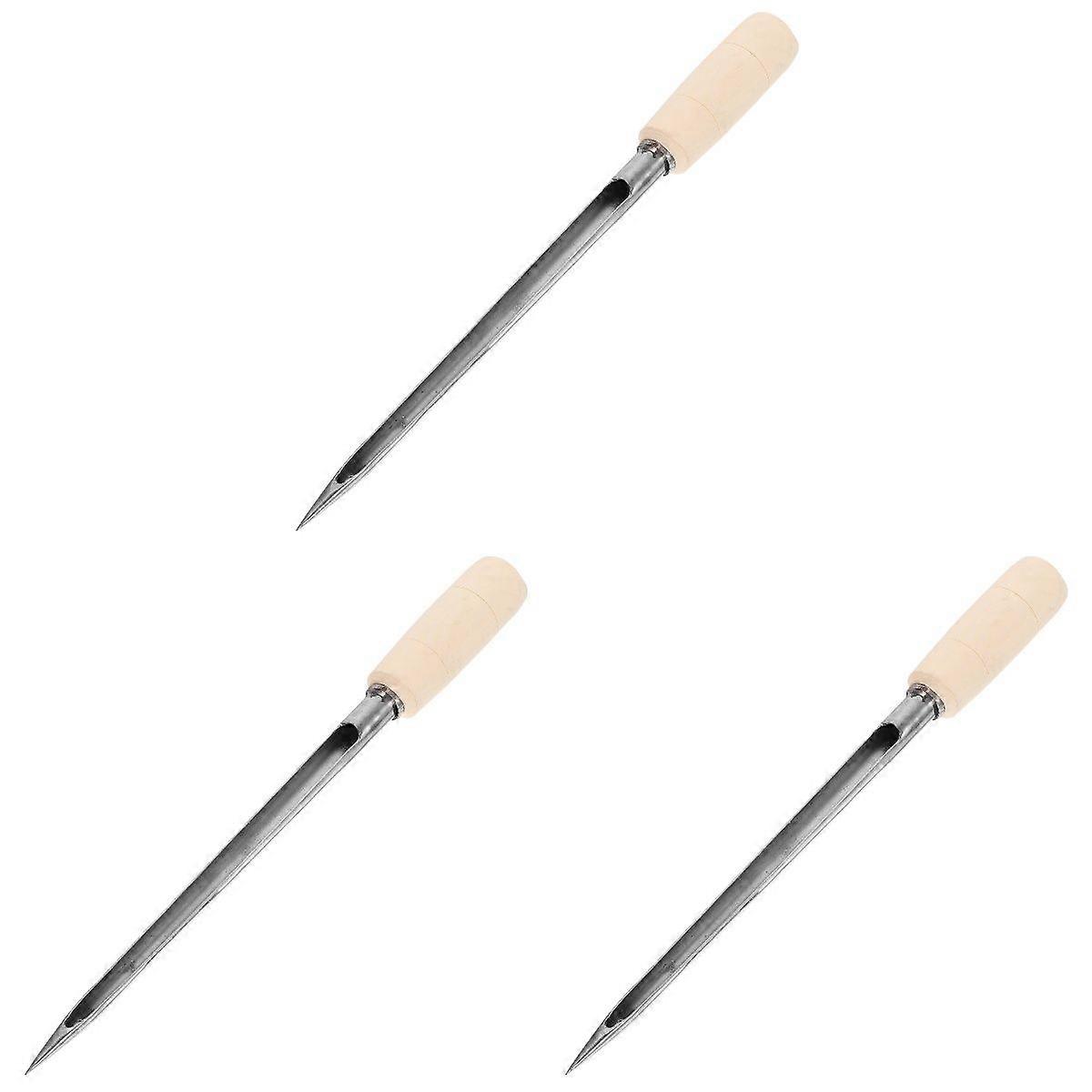 3pcs Soil Sampler Grain Probe Wheat Corn Reusable Rice Test Probe Cereal Sampler with Wooden Handle