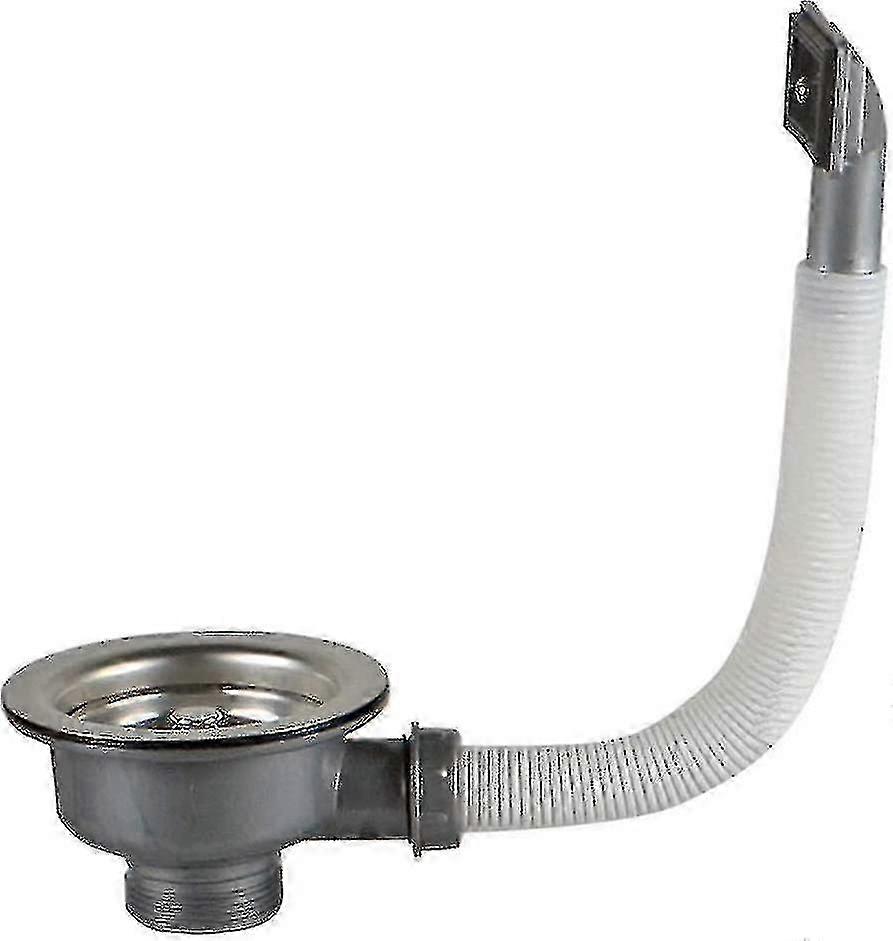 Stainless Steel Kitchen Sink Strainer Basket with Rectangular Overflow, 114mm Drip Waste Drain Assembly Edition 1105