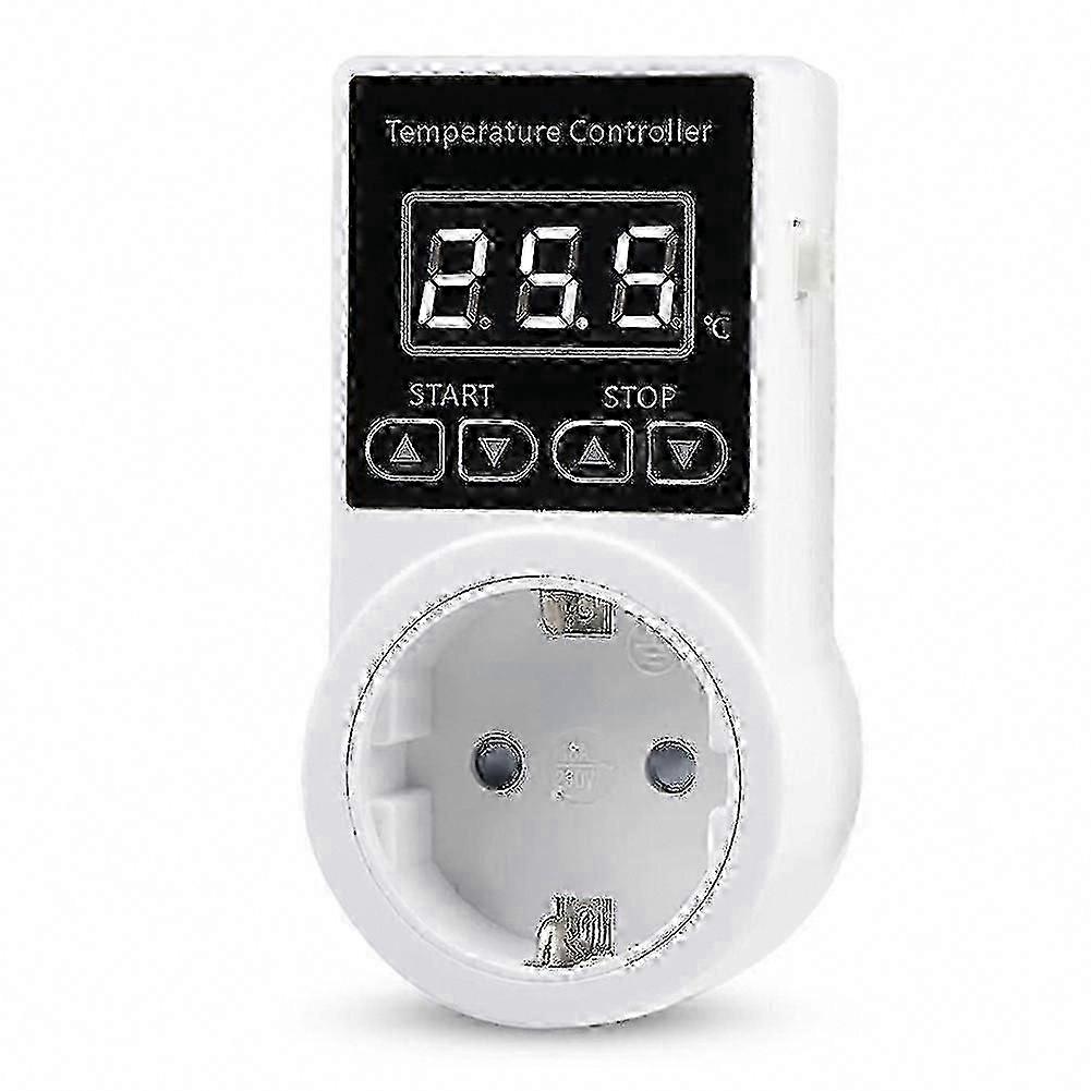 Digital Thermostat Socket with Sensor, EU Plug for Greenhouse Incubator Heater Freezer, 100-240V 3950W LCD Display