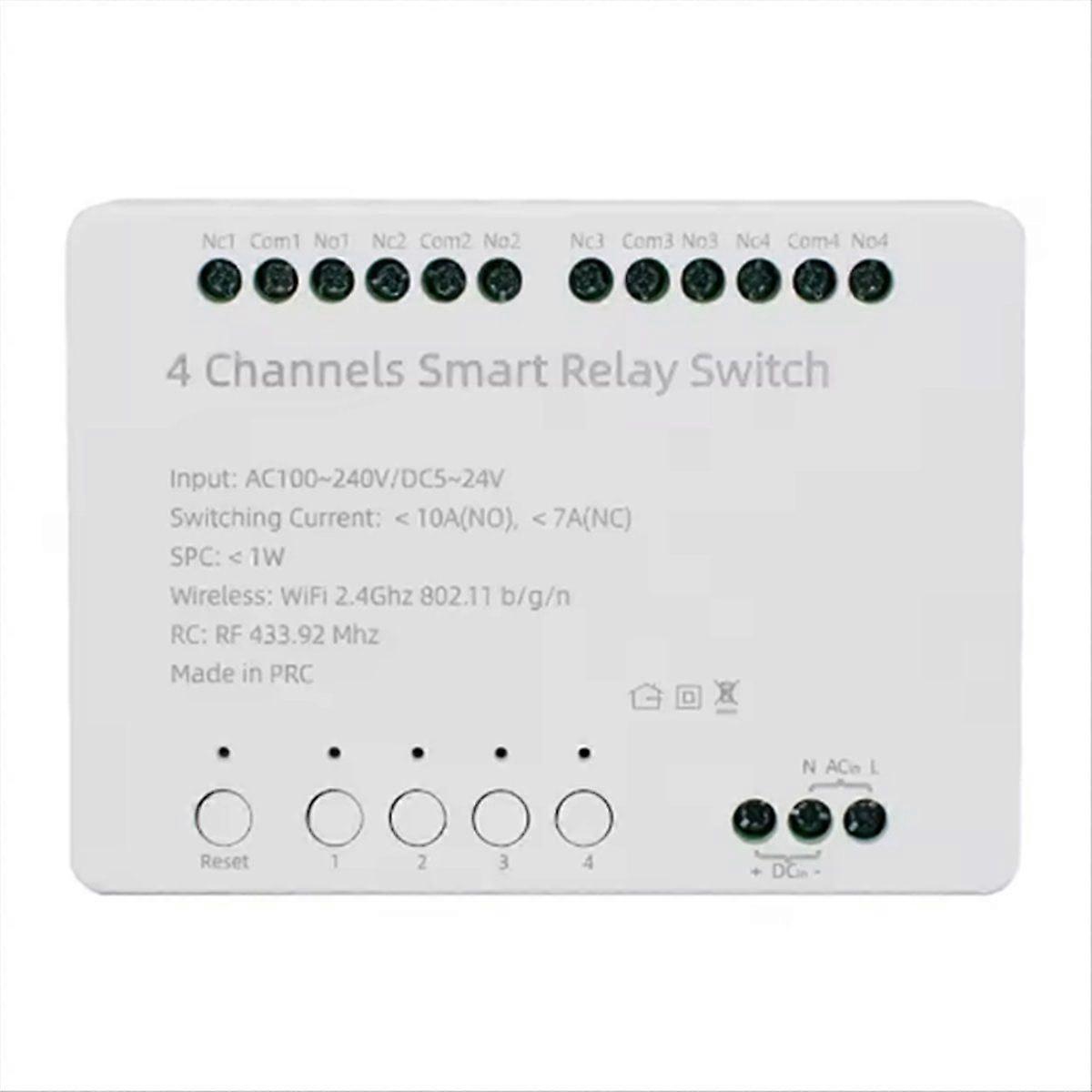 Tuya Wifi 4 Channels Smart Switch Module AC 100-240V DC 5-24V 10A Relay Intelligent Automation Modu