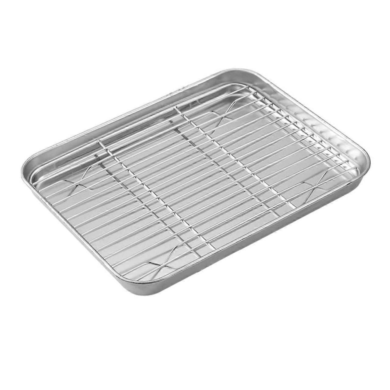 Multifunctional Baking Tray Stainless Steel With Net Rack And Oil Draining Tray For Kitchen