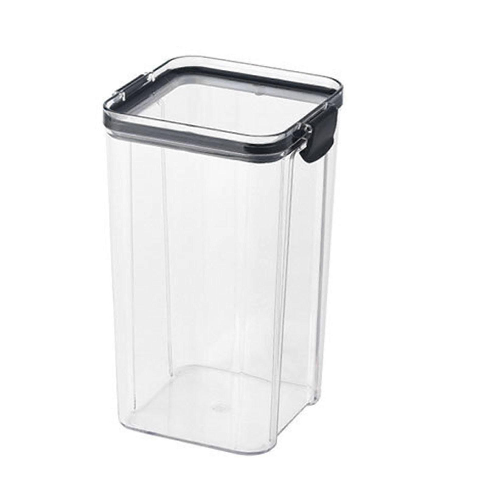 1300ml Dry Food Storage Container with Airtight Clamp Lids Square Transparent Clear Sealed Jar