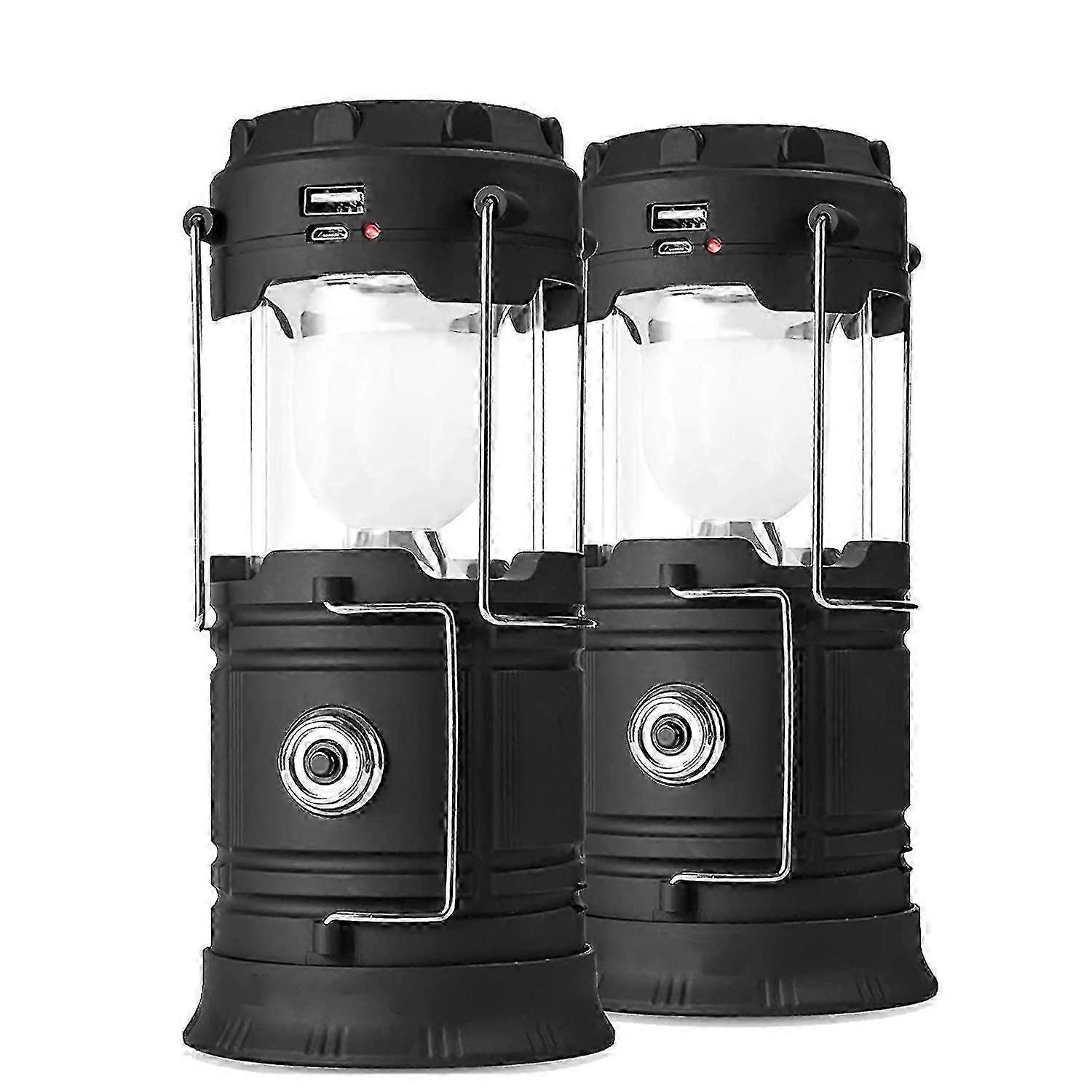 Led Camping Lantern, Solar Lantern Flashlights Charging For Phone, (2 Pack)