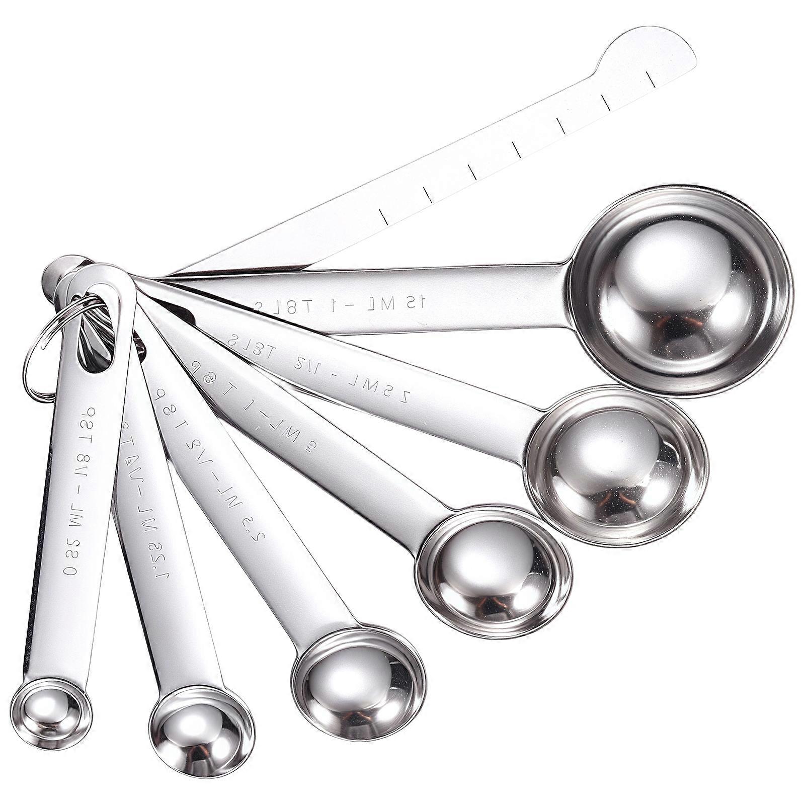 Accuracy Engineered 7 Piece Nonrust Steel Measuring Spoons Set Nonslip Grip Hygienic Designs For Accurate Recipe Measurements Multicolor