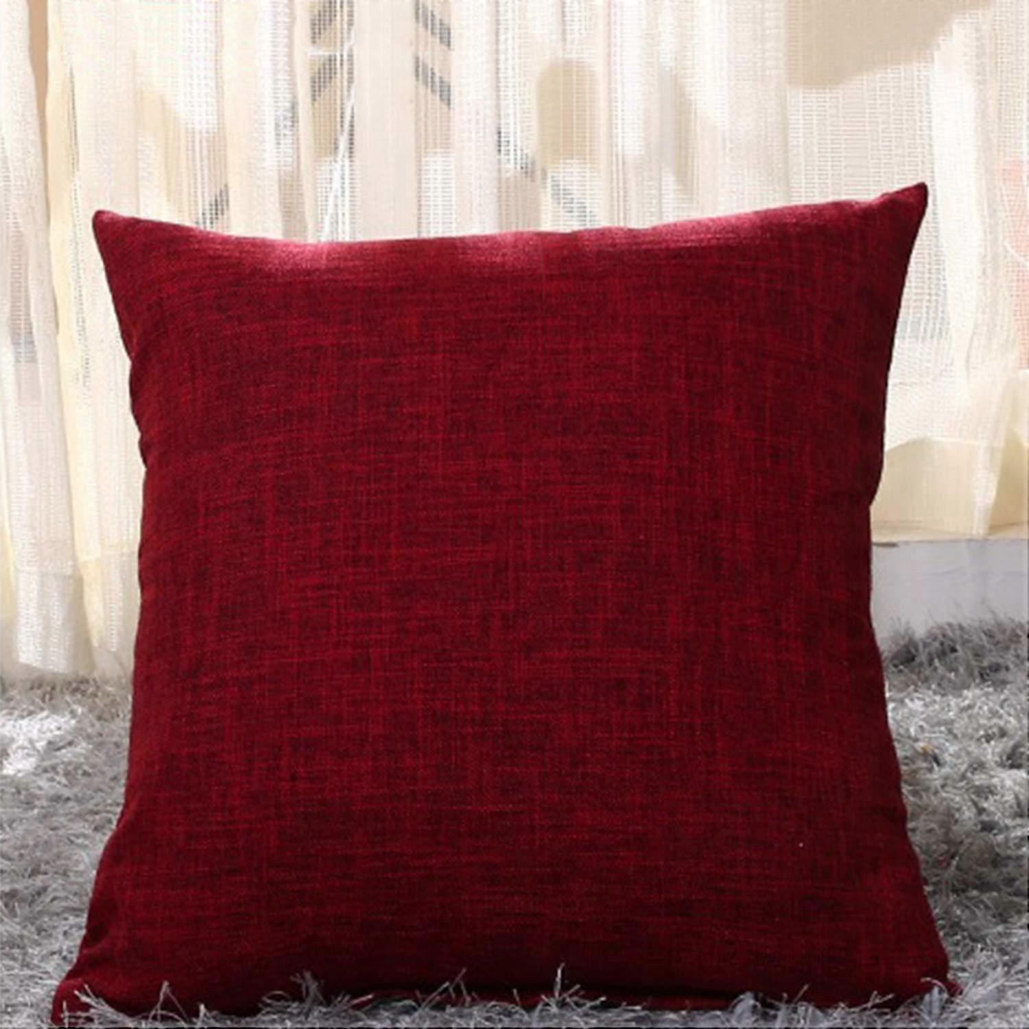 Linen Cushion Covers Set of 4 Brown 40x40cm Soft Decorative Pillow Cases for Sofa and Bed