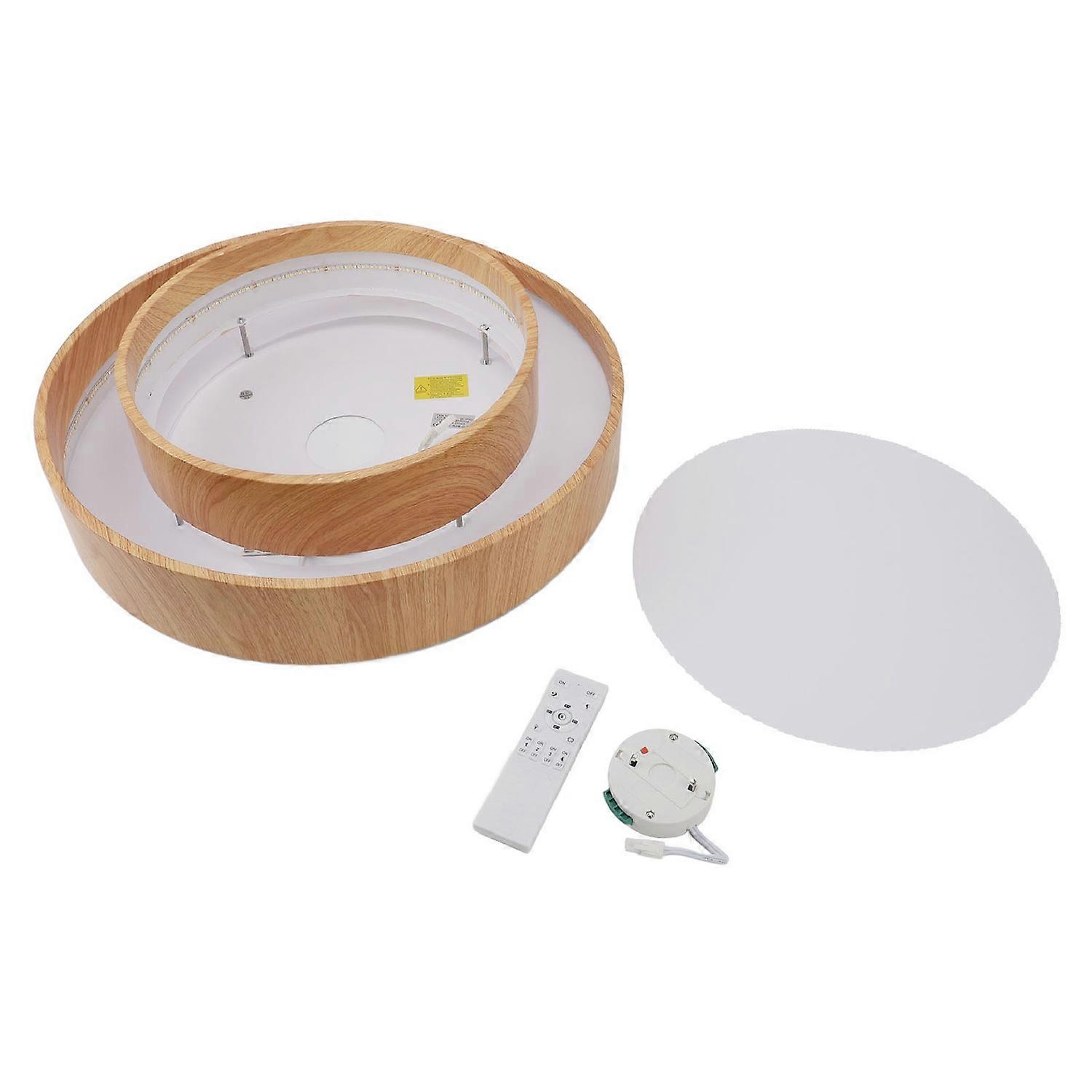 Flush Mount Ceiling Light Wood Grain Color 3 Color Temperatures Remote Control Round LED Ceiling Lig