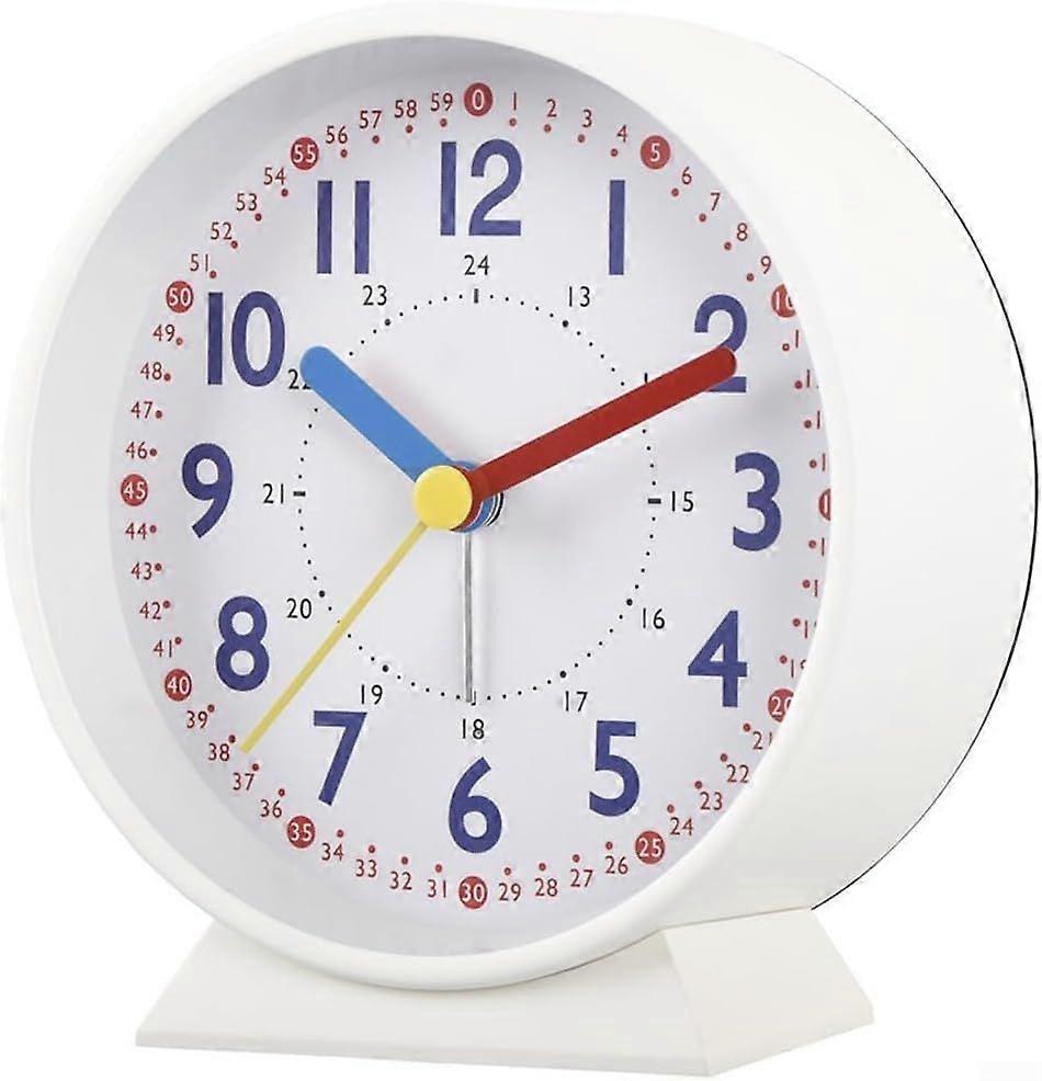 Silent bedside alarm clock without ticking, silent and luminous clock, phosphorescent analog clock for desk (white)