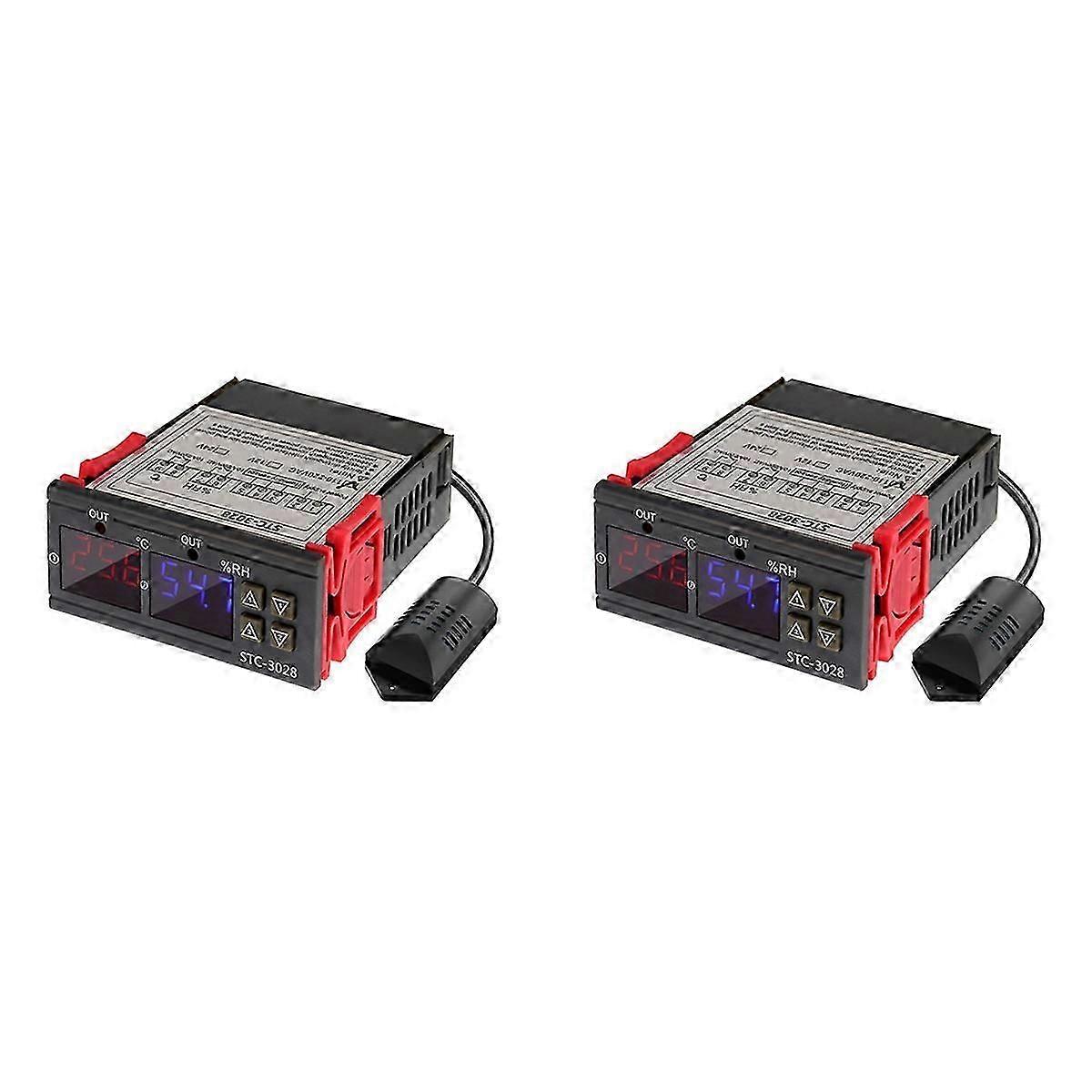 2X DC 12V Dual Digital Thermostat Temperature Humidity Control Thermometer Hygrometer Incubator Cont